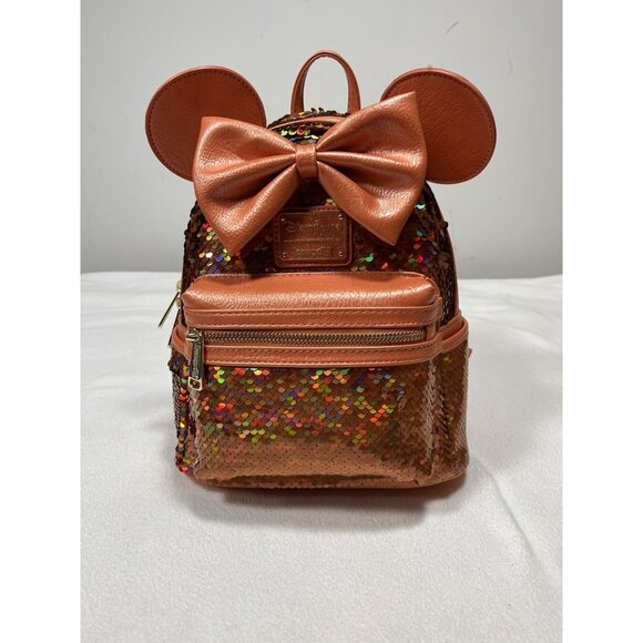 Loungefly Handbags - Disney Parks Loungefly Minnie Mouse Copper Sequin Mini Backpack NWT